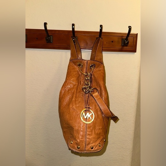 Michael Kors Luxe Studded Leather Hobo Bag - Brown Bohemian Chic Oversized NWT - Picture 9 of 16